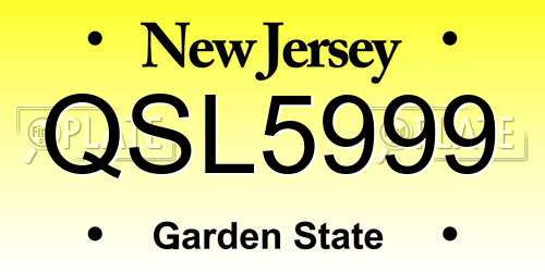 QSL5999 New Jersey License Plate