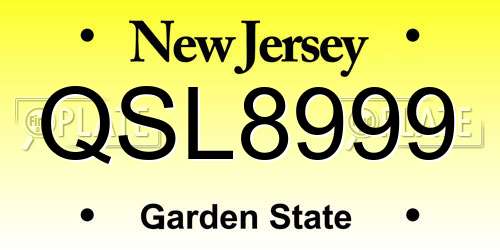 QSL8999 New Jersey License Plate