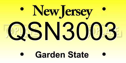 QSN3003 New Jersey License Plate