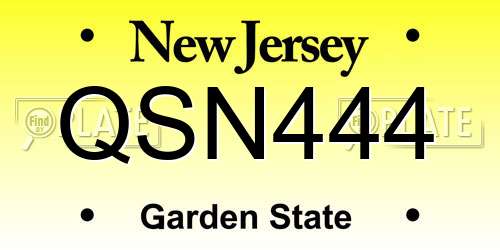 QSN444 New Jersey License Plate