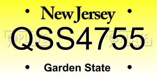QSS4755 New Jersey License Plate