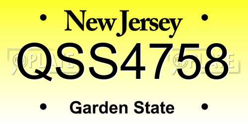 QSS4758 New Jersey License Plate