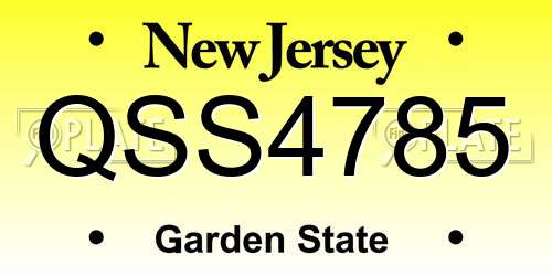 QSS4785 New Jersey License Plate