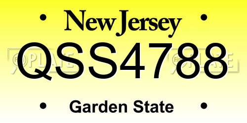 QSS4788 New Jersey License Plate
