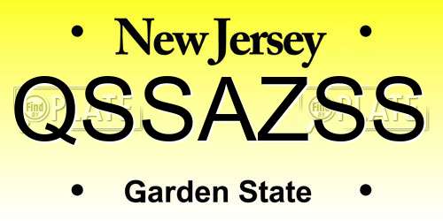 QSSAZSS New Jersey License Plate