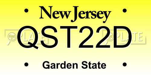 QST22D New Jersey License Plate