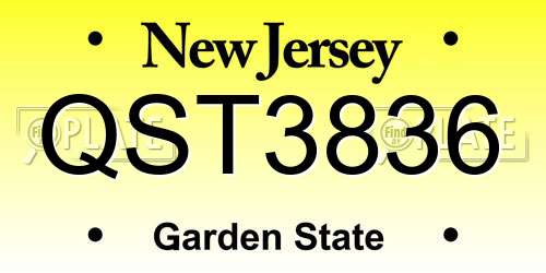 QST3836 New Jersey License Plate