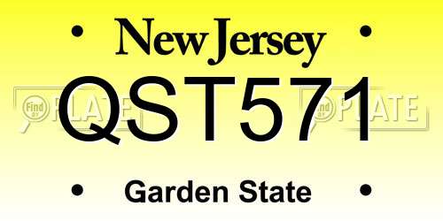 QST571 New Jersey License Plate
