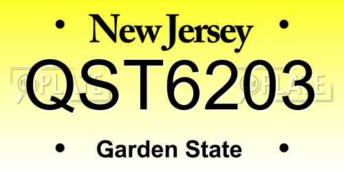 QST6203 New Jersey License Plate