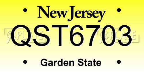 QST6703 New Jersey License Plate