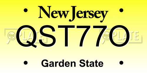 QST77O New Jersey License Plate