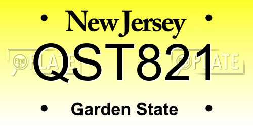 QST821 New Jersey License Plate
