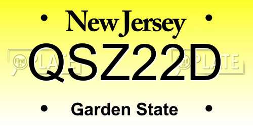 QSZ22D New Jersey License Plate