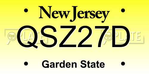 QSZ27D New Jersey License Plate