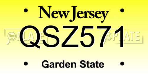 QSZ571 New Jersey License Plate