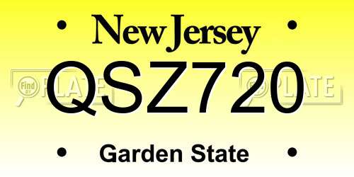 QSZ720 New Jersey License Plate