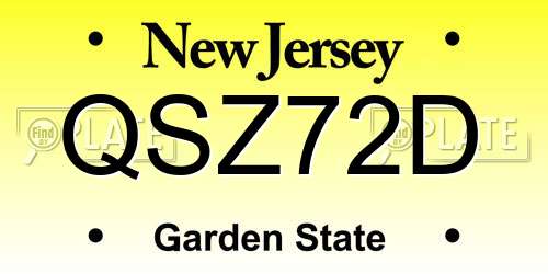 QSZ72D New Jersey License Plate