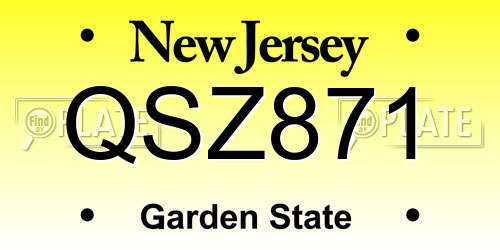 QSZ871 New Jersey License Plate
