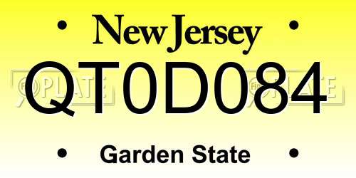 QT0D084 New Jersey License Plate