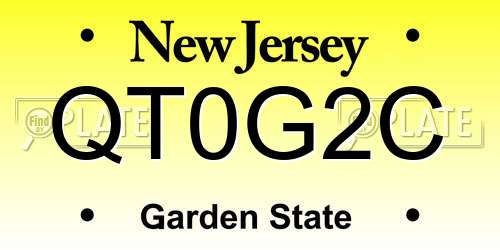 QT0G2C New Jersey License Plate