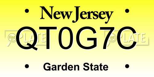QT0G7C New Jersey License Plate