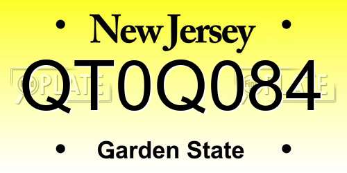 QT0Q084 New Jersey License Plate
