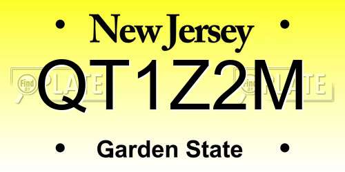 QT1Z2M New Jersey License Plate
