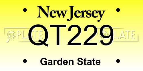 QT229 New Jersey License Plate