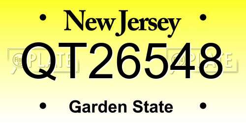 QT26548 New Jersey License Plate