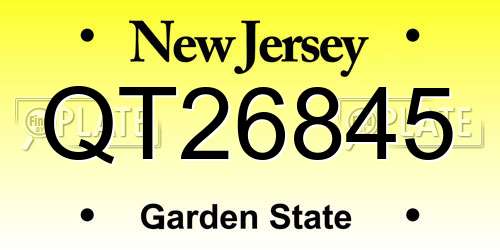 QT26845 New Jersey License Plate
