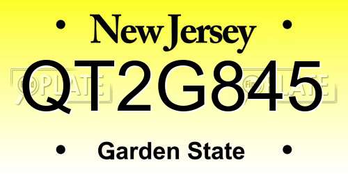 QT2G845 New Jersey License Plate