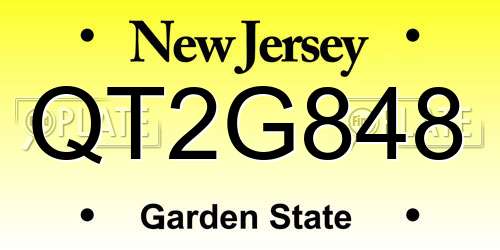 QT2G848 New Jersey License Plate