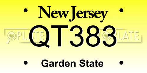 QT383 New Jersey License Plate