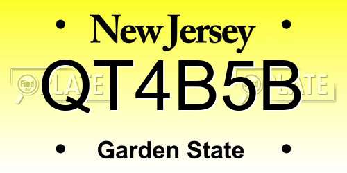 QT4B5B New Jersey License Plate