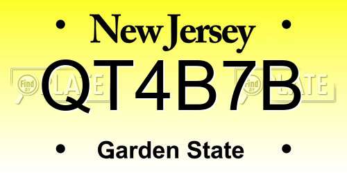 QT4B7B New Jersey License Plate