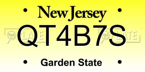 QT4B7S New Jersey License Plate