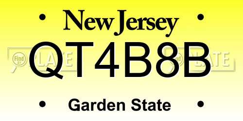 QT4B8B New Jersey License Plate