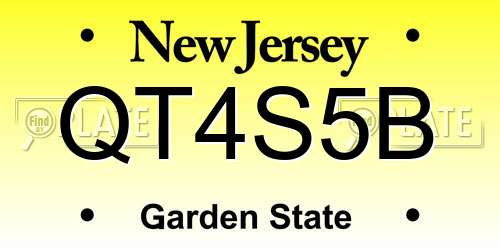 QT4S5B New Jersey License Plate