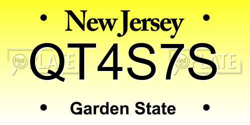 QT4S7S New Jersey License Plate