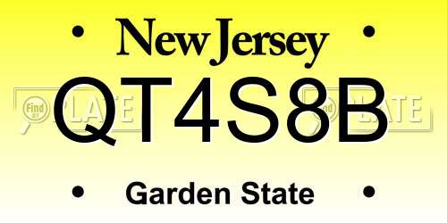 QT4S8B New Jersey License Plate