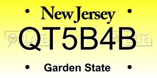QT5B4B New Jersey License Plate