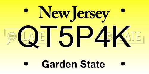 QT5P4K New Jersey License Plate