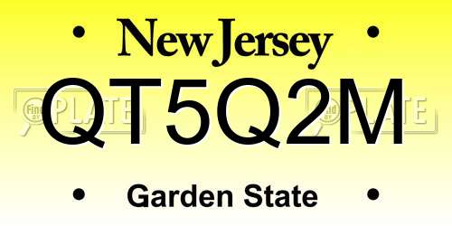 QT5Q2M New Jersey License Plate