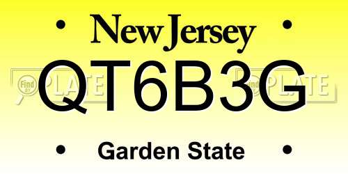 QT6B3G New Jersey License Plate
