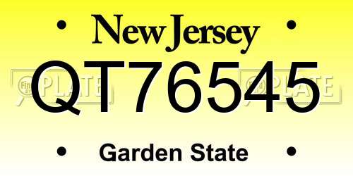 QT76545 New Jersey License Plate