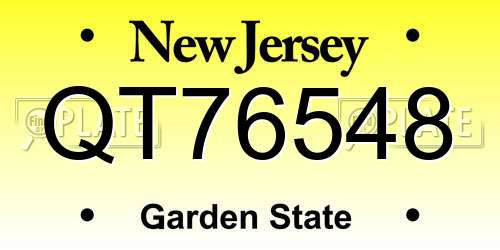 QT76548 New Jersey License Plate