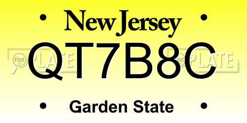 QT7B8C New Jersey License Plate