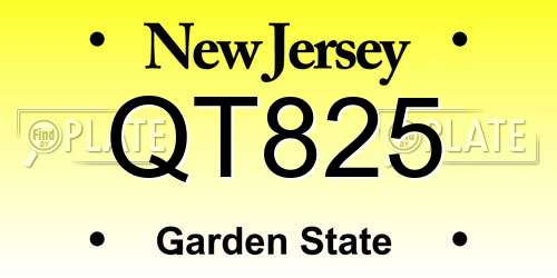 QT825 New Jersey License Plate