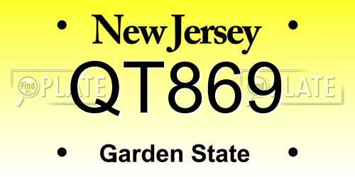 QT869 New Jersey License Plate