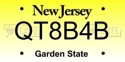 QT8B4B New Jersey License Plate